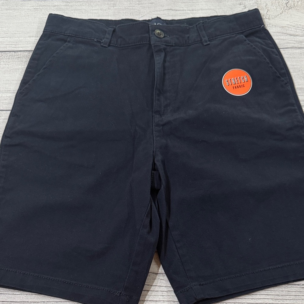 The Children's Place Boys HUSKY Navy Blue Flat Front Stretch Fabric Shorts